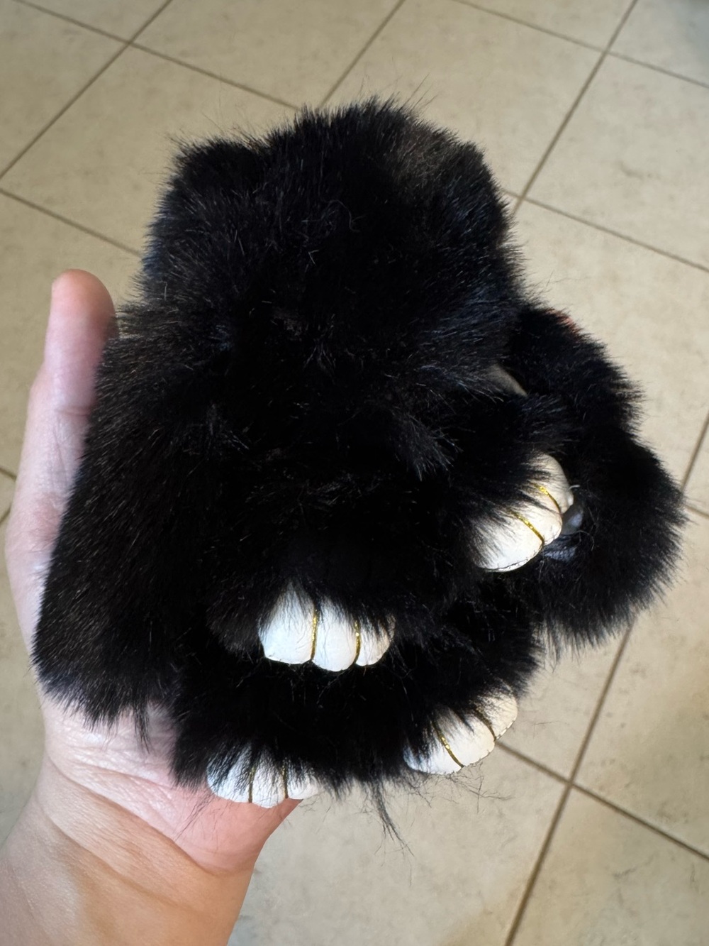 Fluffy Black Rabbit Keychain - Picture 7 of 7